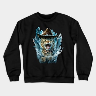 Cat Riding Shark Marine Thrill Crewneck Sweatshirt